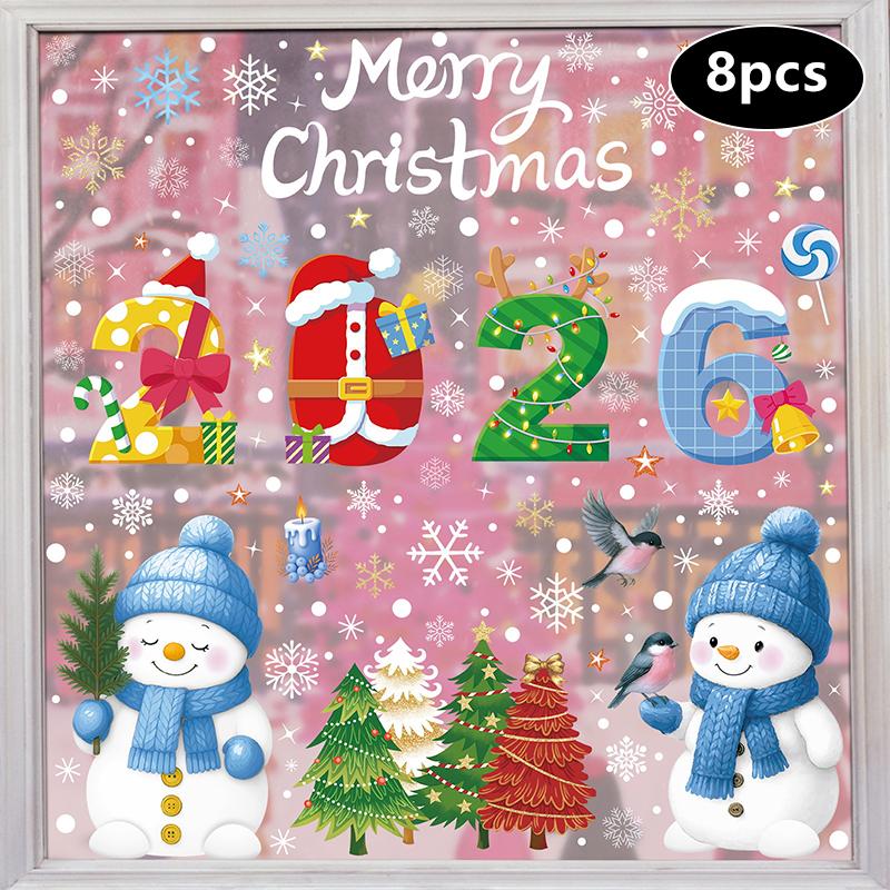 Creative Christmas Decorations, Electrostatic Stickers, Shop Window Decorations, Christmas Decorative Glass Stickers