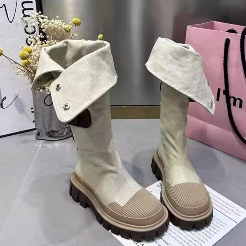 Flats Women Cowboy Boots Knee High Designer Shoes Autumn Dress Woman Boots 2025 New Goth Gladiator High Botas De Mujer