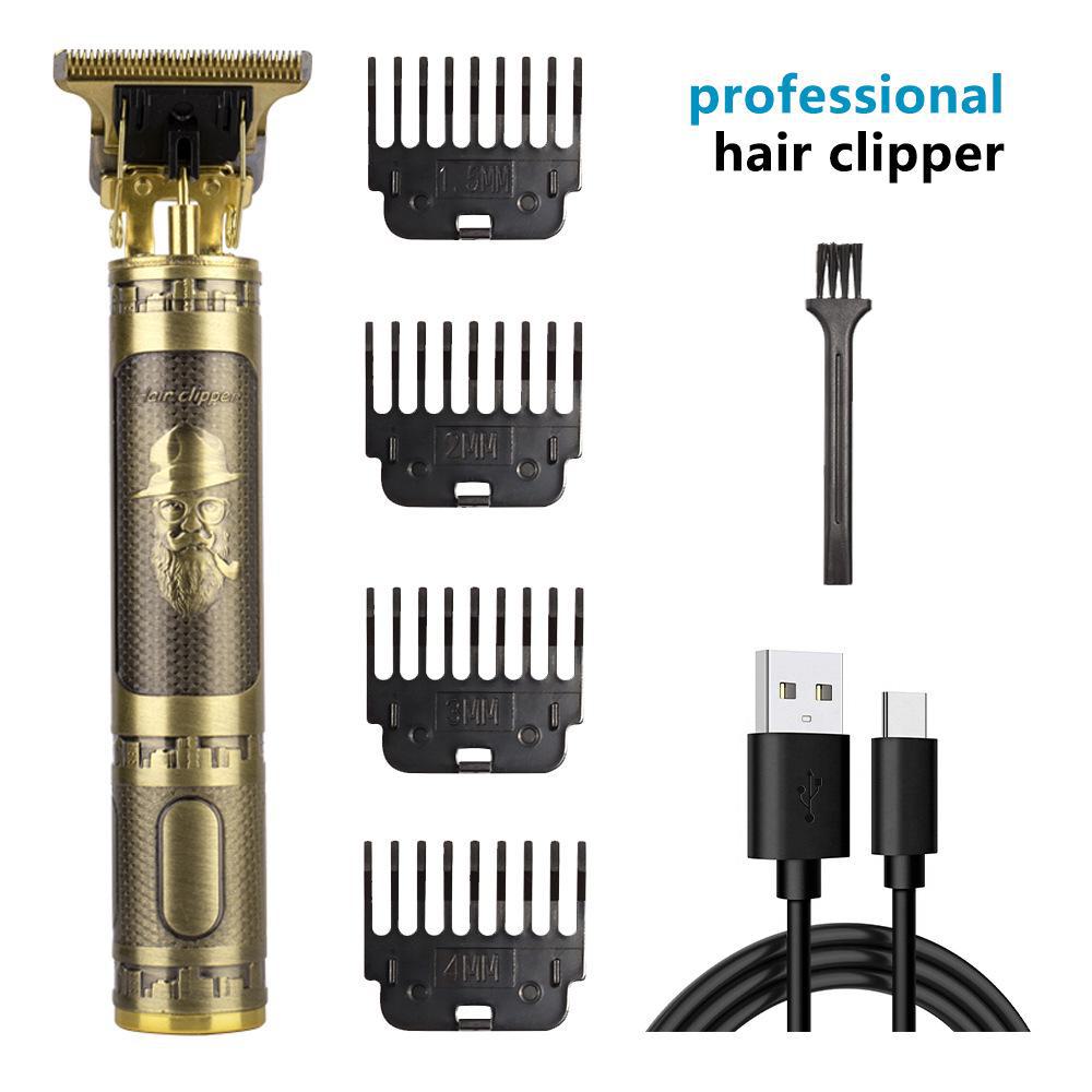 Rechargeable Metal Hair Clipper: Oil Head, Carving, Bald, and Cross-Border Electric Razor.