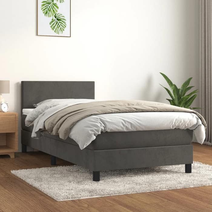 Maison Exclusive - Sommier à lattes de lit avec matelas Gris foncé 100x200 cm