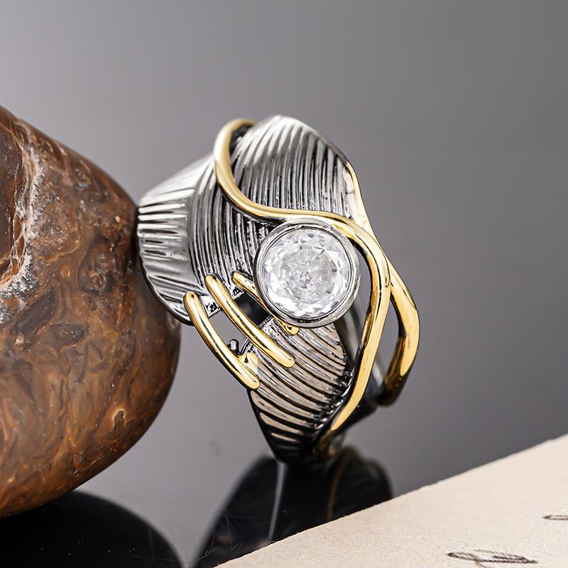 Geometric Irregular Design Finger Ring for Women Two Tone Design Vintage Punk Female Rings Daily Wear Modern Jewelry New