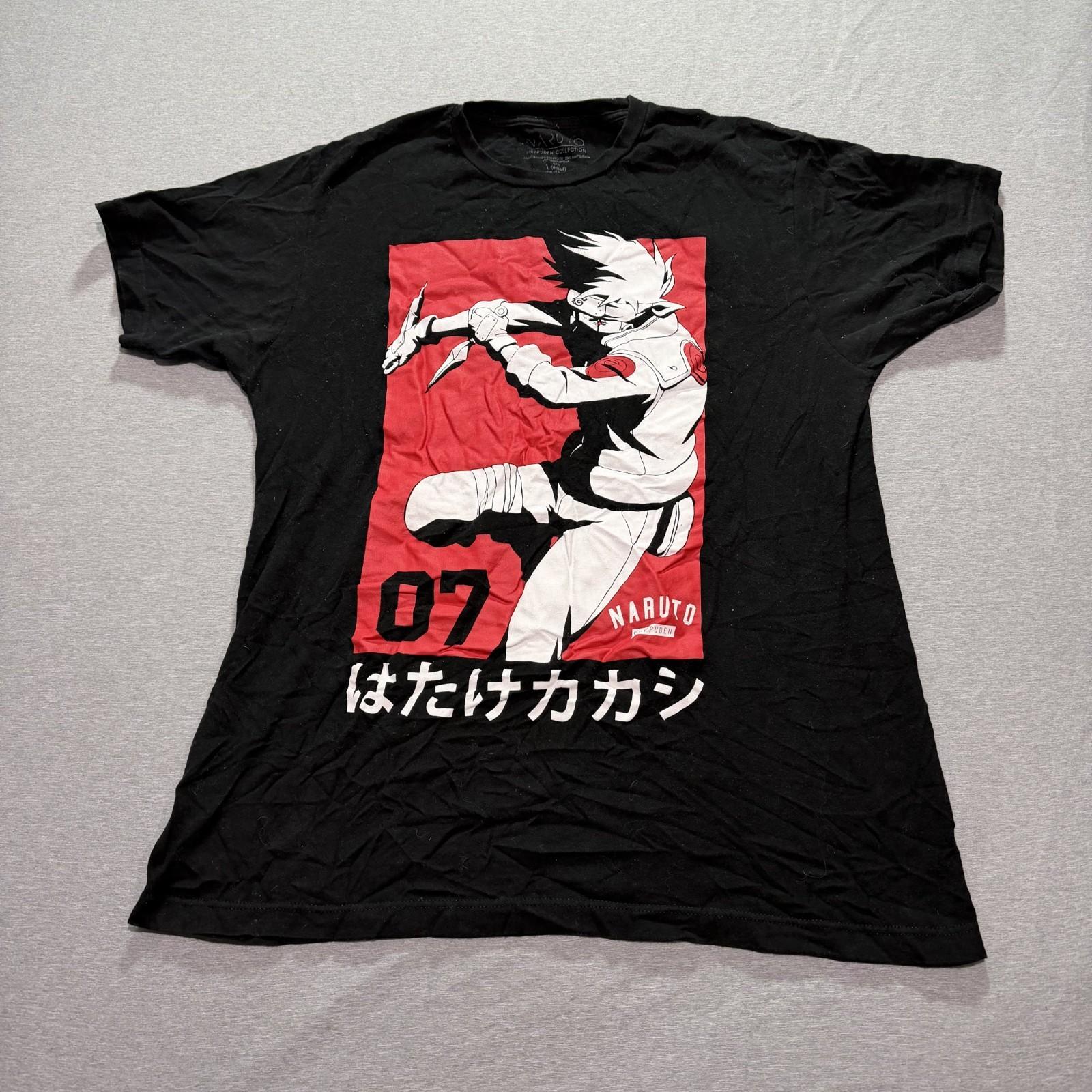 Naruto T Shirt Men s Large Graphic Print Sasuke Cartoon Lounge Black Tee XL