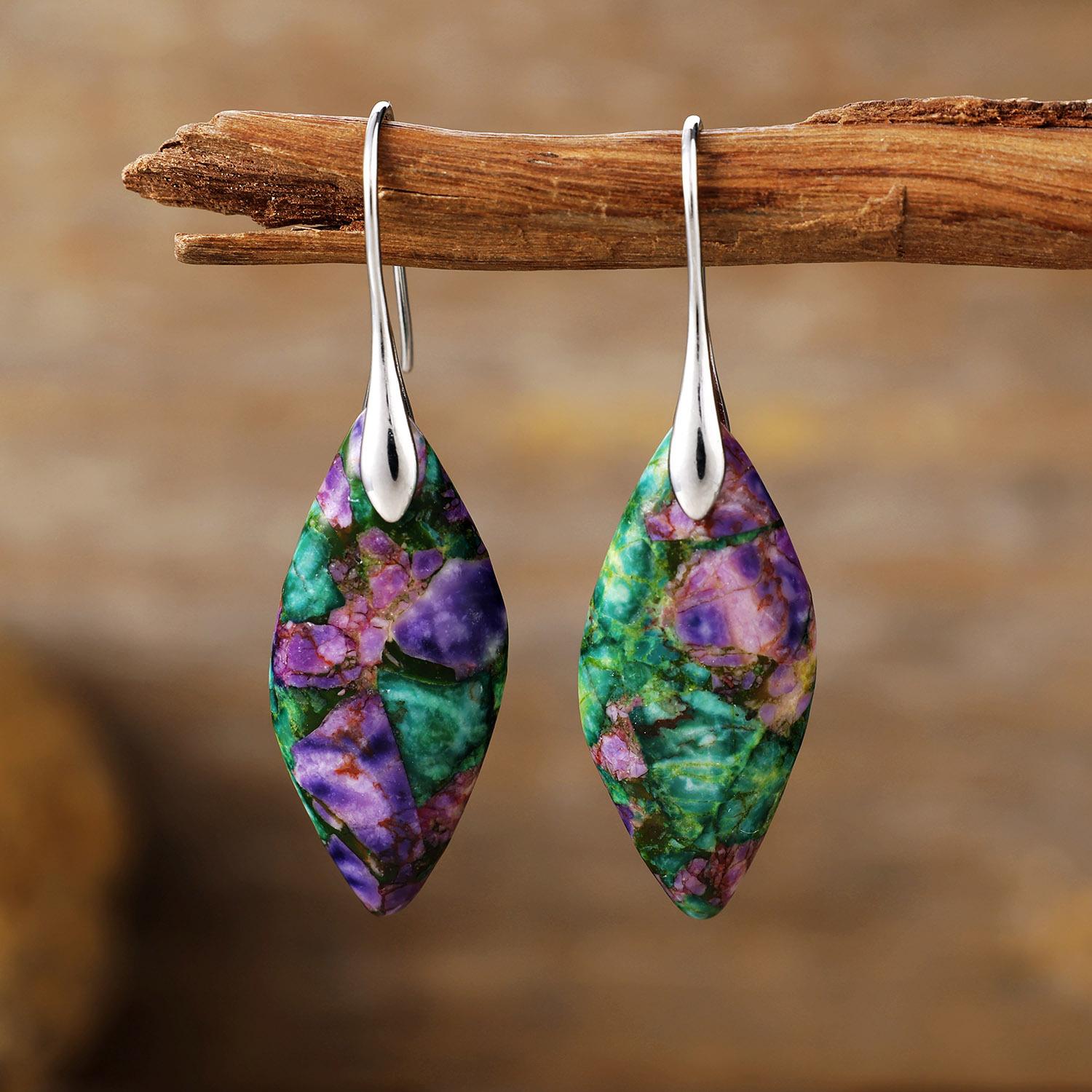 

Bohemian Stone Contrasting Leaves Pendant Earrings Popular Jewelry Gifts