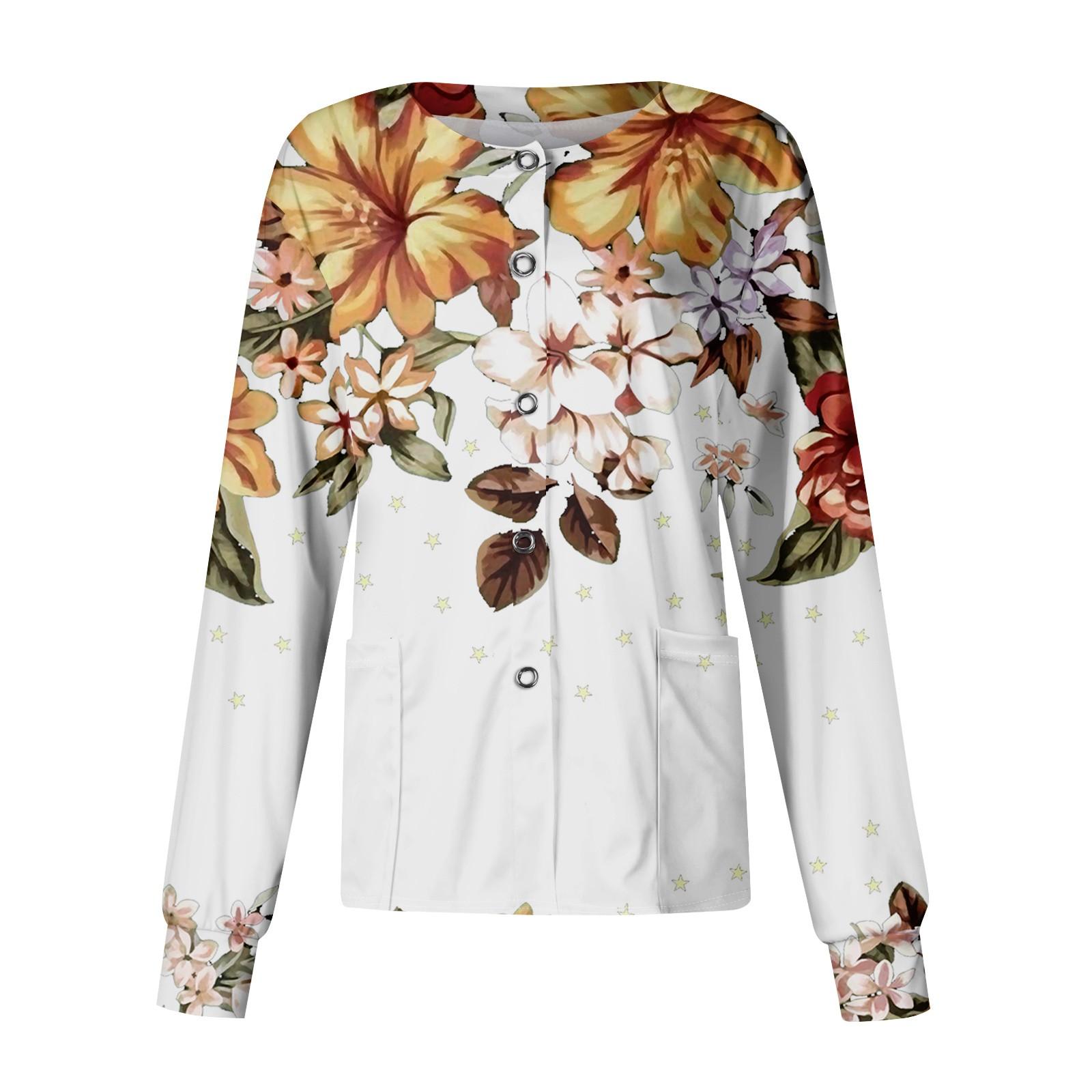 

Женский повседневный однобортный однобортный кардиган с длинным рукавом и принтом, рабочая одежда, топ L