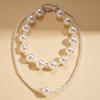 Geometric Round Flower Pearl Clavicle Necklace: Retro European & American Design