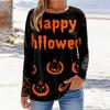 Women's Fashion Casual Long Sleeve Halloween Print Pullover Sweatshirt Crew Neck Top Comfortable Fit Seasonal Style