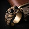 Schwarzer Achat Springspinne Ring Personalisierter Galvanisierter Kupfer Tier Offene Ringe Verstellbare Öffnung Mode Statement Ring
