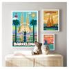 Resor Canvas Målningar Vintage Kraft Posters Belagda Väggdekaler Heminredning Familjepresent Europa Spanien Barcelona Pop Art