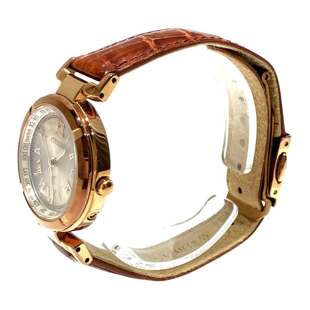 Used CITIZEN Cross Sea Solar Eco Drive Watch Total Weight Approximately 21.6g Titanium Genuine Leather Radio Solar Silver Dial H240-T021671 Women's
