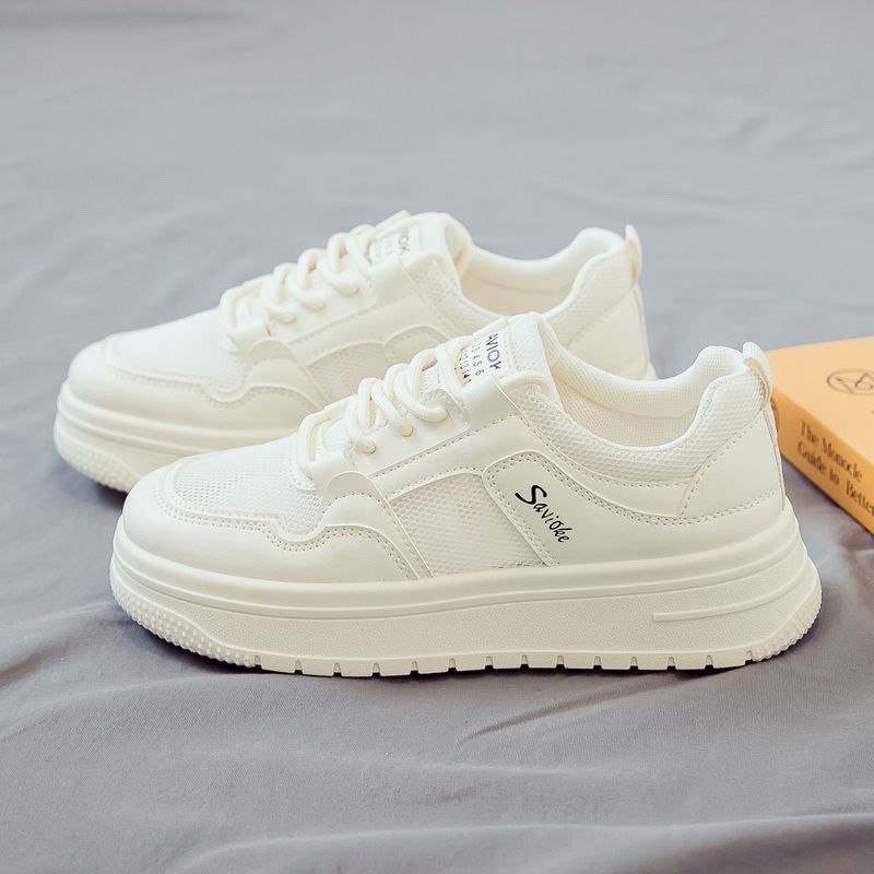 2025 summer mesh breathable and versatile new little white shoes women's shoes platform heightening board shoes dad shoes summer mesh shoes