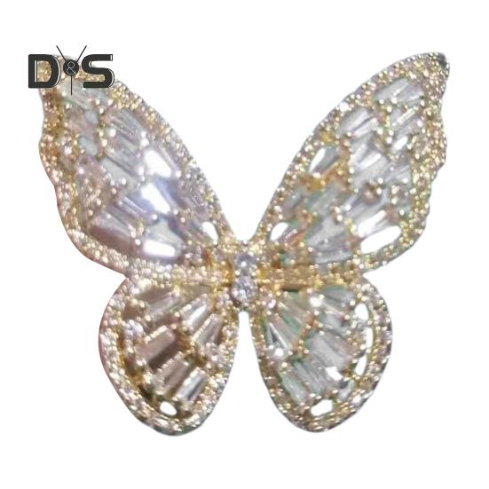 

Женское кольцо в форме бабочки со стразами, регулируемое открывающееся кольцо для банкета, вечеринки, свадьбы, ювелирные изделия золотистый