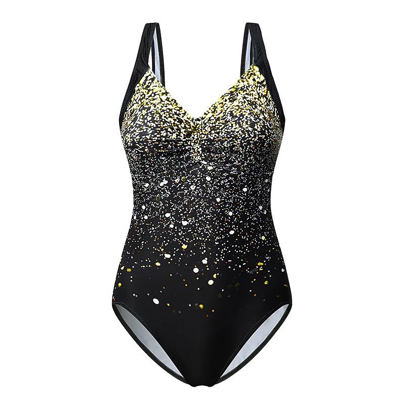 2022 Koreanischer Schwarzer Bedruckter Bikini Damen Hüfthebender Dreieck Badeanzug