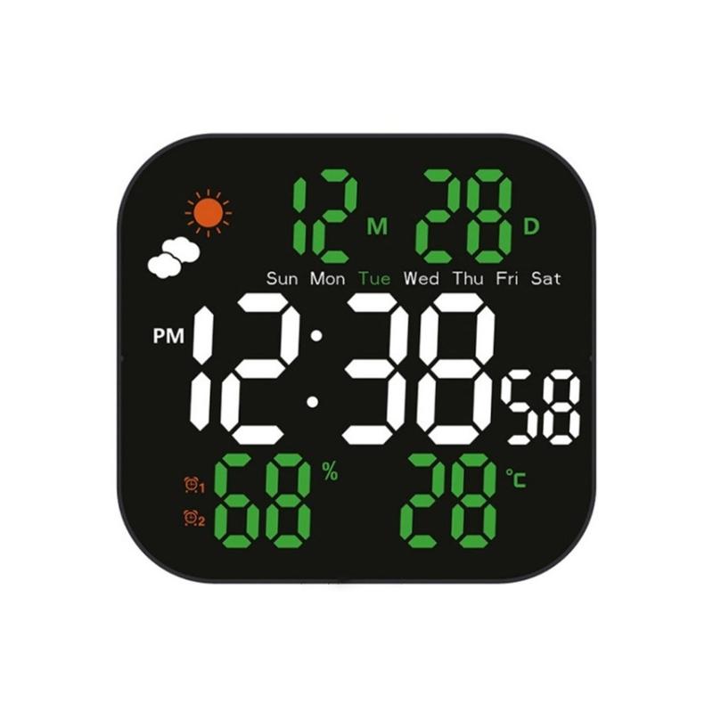 

Alarm Clocks for Bedroom LED Digital Weather Clocks Desk Alarm Clock with Auto Dimming Day of Week Indoor Temperature