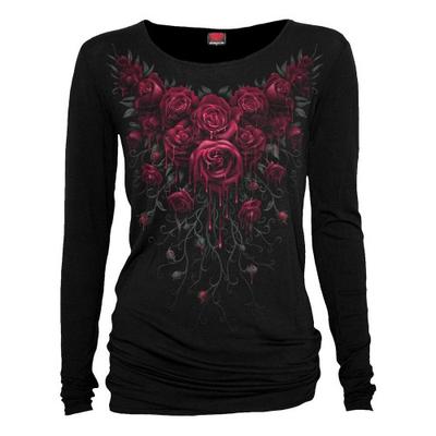 Spiral Direct Unisex Adult Blood Rose Baggy Long-Sleeved T-Shirt