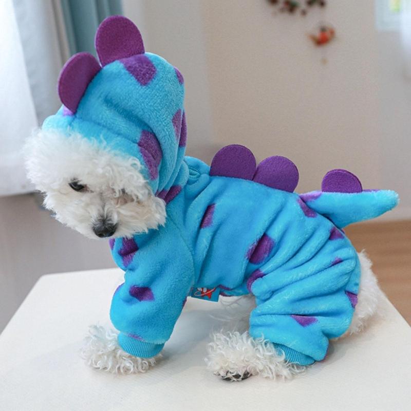 Fashion Pet Dog Jacket Winter Warm Clothes Lovely Cats Photo Dinosaur Costume