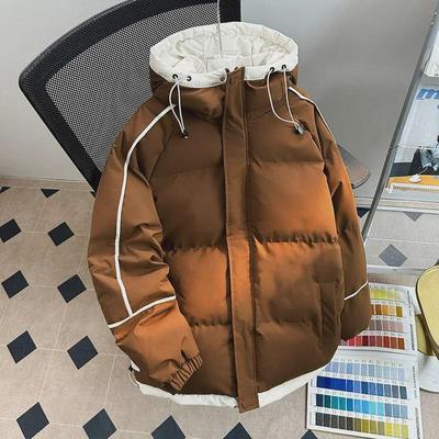 Men's Trendy Hooded Winter Cotton Jacket - Casual Drop Shoulder Sleeve for Students and Couples