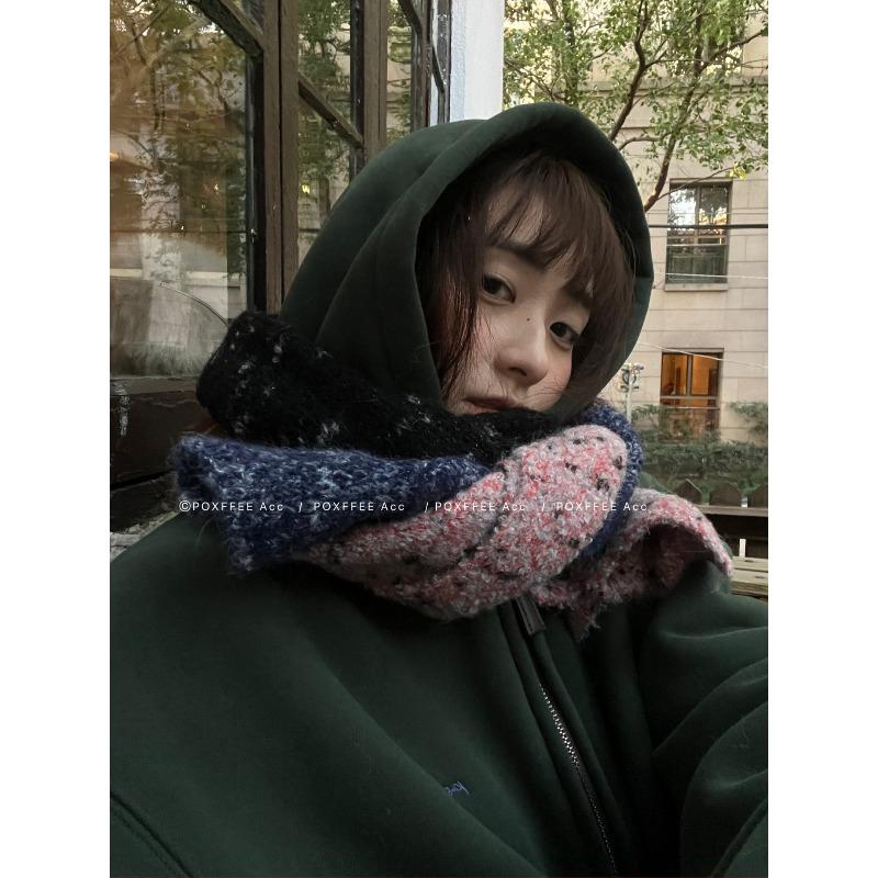 

Mixed Color Splicing Soft Waxy Warm Scarf Colorful Dot Yarn Fashion Versatile Warm Scarf 200*17cm