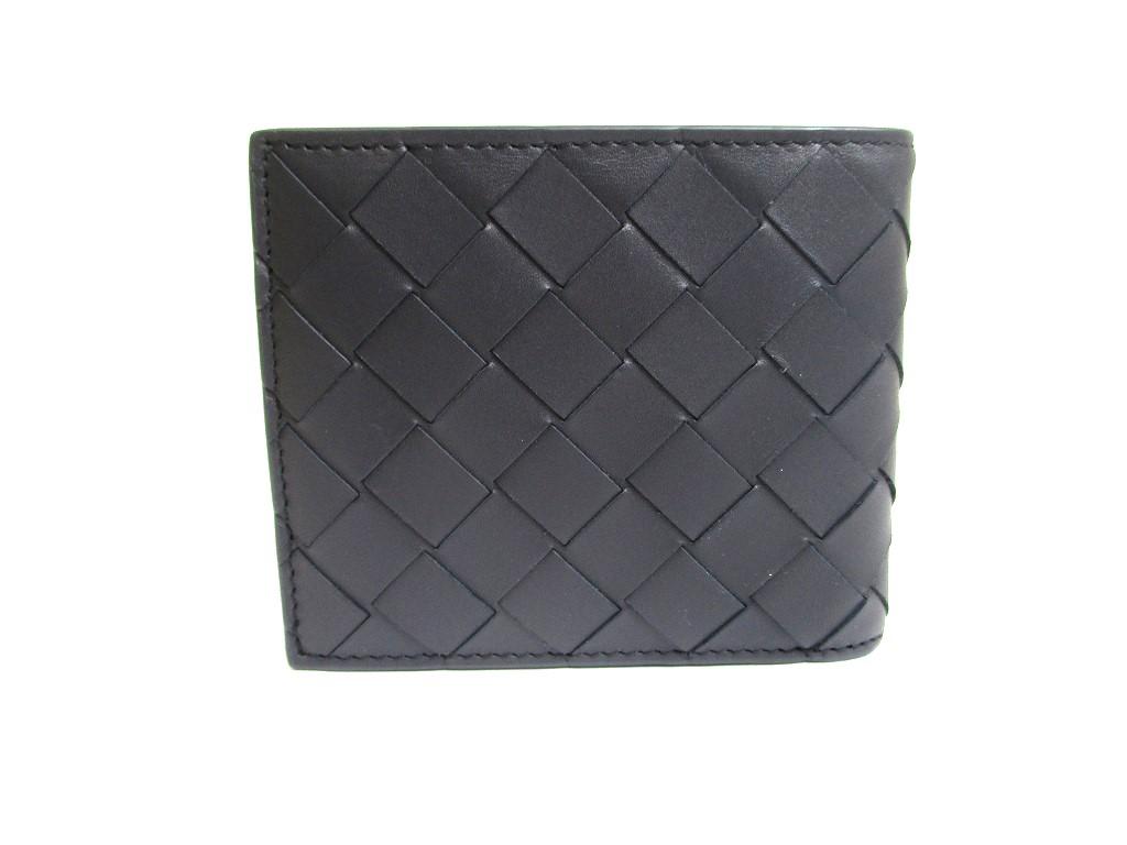 Authentic BOTTEGA VENETA Dark Navy Blue Leather Small Bi-Fold Bill Wallet #a594  Refurbished