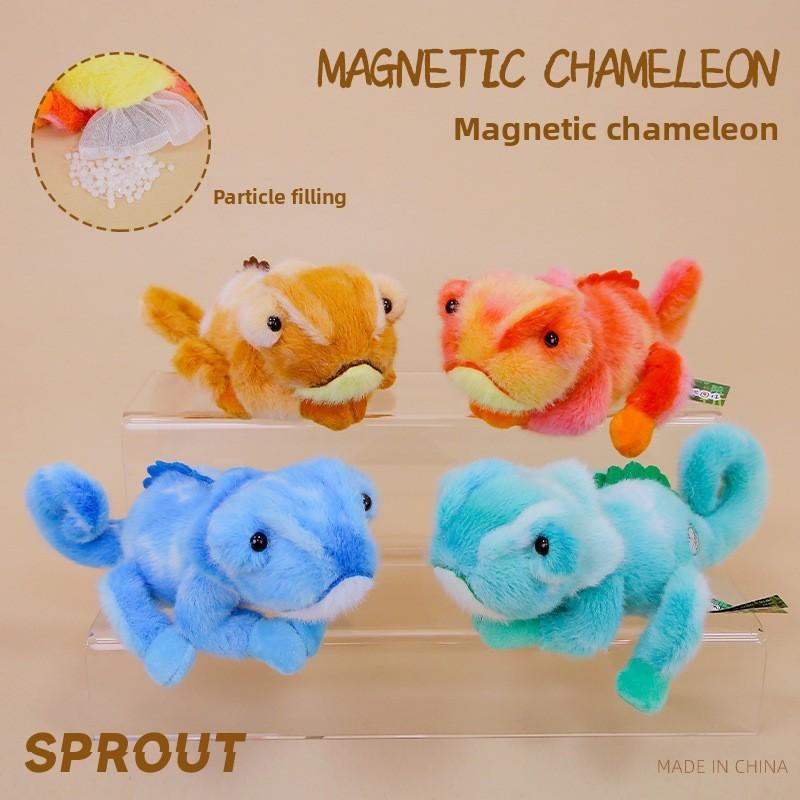 Plush Animal Keychain With Magnetic Color Changing Chameleon For Cute Gift And Decoration