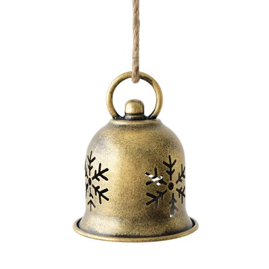 Christmas Bells Ornament Rustic Iron Jingle Bells Christmas Hanging Decoration for Xmas Holiday Tree Doorway Decor