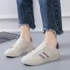 Breathable white shoes for women 2024 Spring and Autumn Korean version versatile student casual flat shoes with leather surface