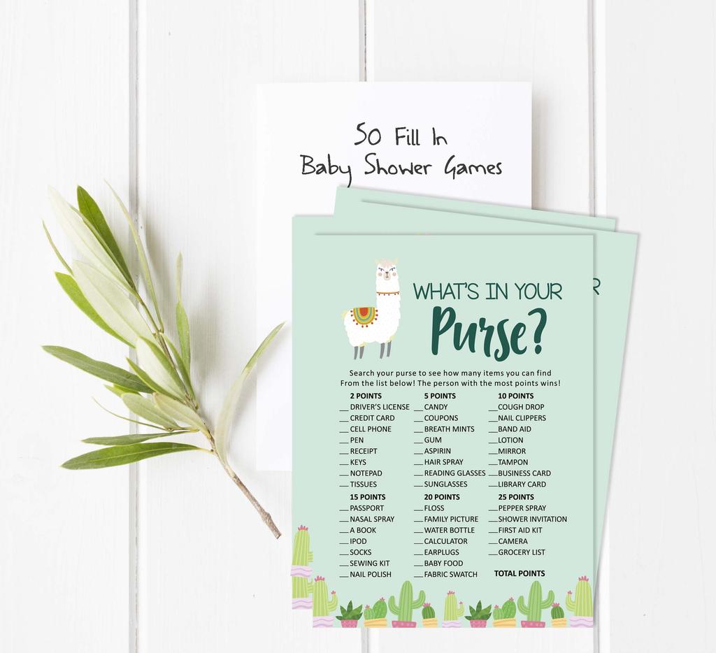 Inkdotpot Baby Shower Game Set Of 50 BabyA  AlphabetA  ABCA  Game Llama Gender Neutral Party