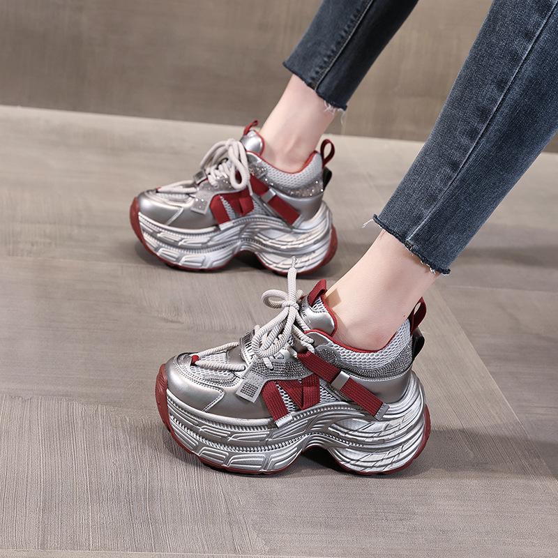 TW1586-2 Women's 8cm Hidden Heel Chunky Dad Shoes - Autumn 2025 Trend