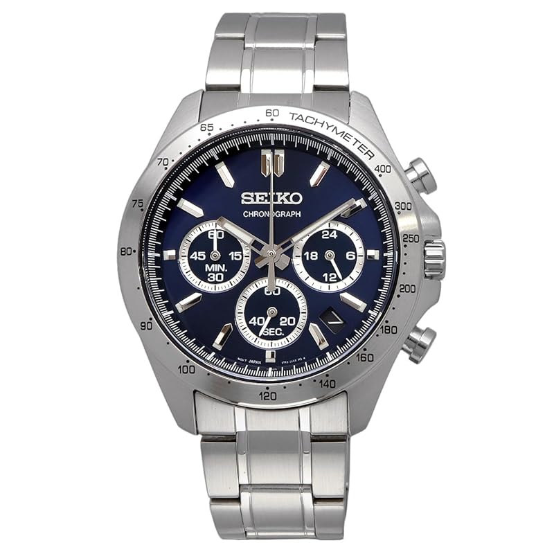 Seiko SBTR011 Men's 1/5 Second Chronograph Quartz Watch, Navy Blue [Official Japanese Product]