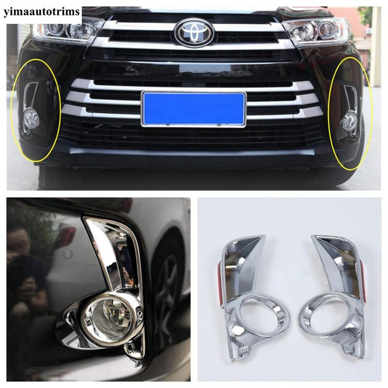 Car Front Fog Lights Lamps Frame Decoration Cover Trim ABS Chrome Exterior Accessories For Toyota Highlander Kluger 2017 -