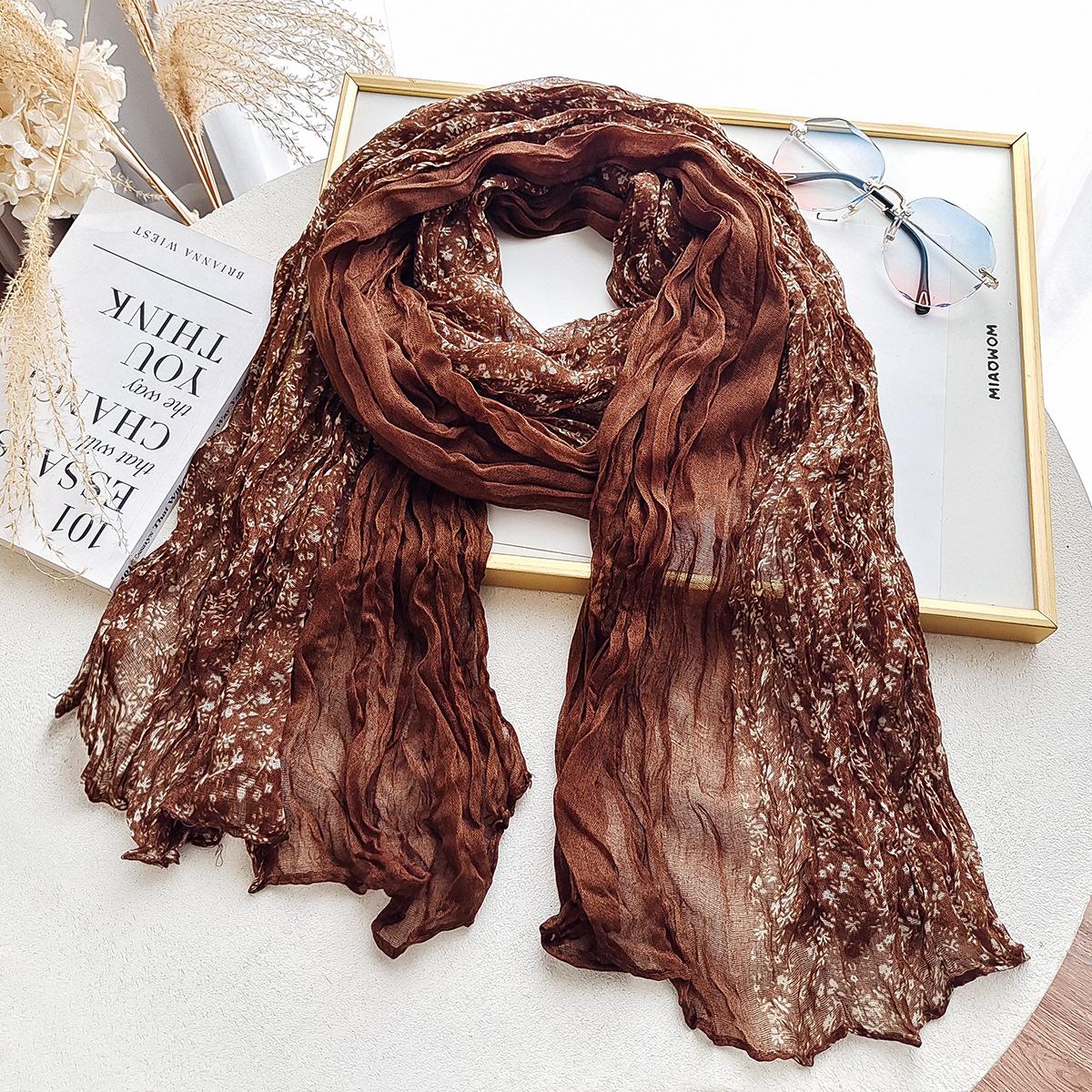 

Хлопково-льняной солнцезащитный шарф Модный универсальный плетеный шарф-косичка 90*180cm