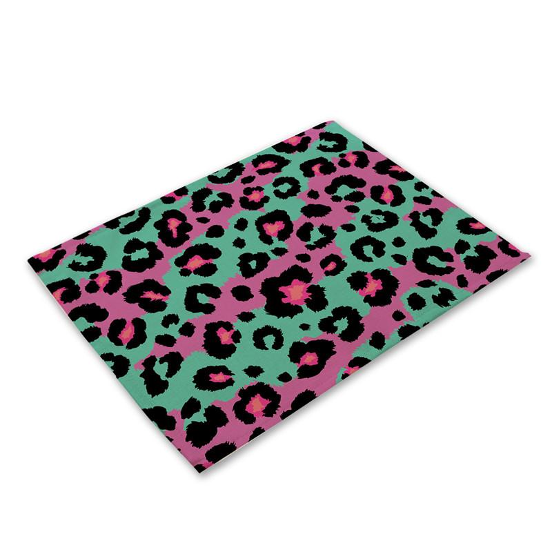 Anti-scalding Table Mats Leopard Print Linen Placemats For Kitchen Table Cup Coasters Placemat For Dining Table