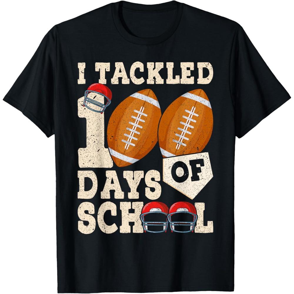 100 Days Of School Boys Boys Girls 100th Day Of School Football T-Shirt S чёрный
