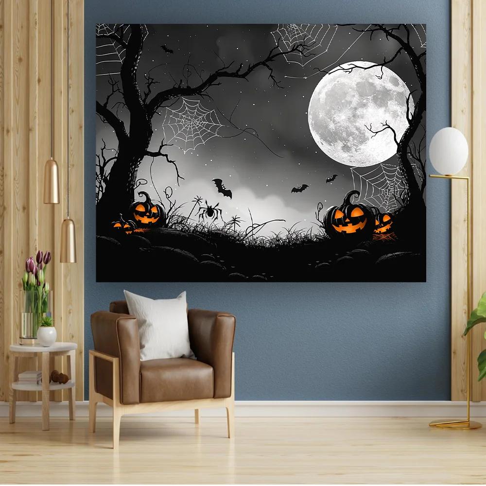 1pc Halloween pumpkin full moon background, suitable for decoration at horror-themed parties or birthday photography.zyc