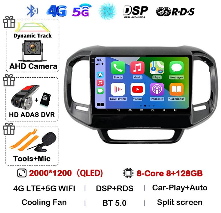 Android 14 Carplay Car Radio For FIAT Toro 2017 2018 2019 2020 2021 Auto Multimedia Video Player GPS Stereo 4G WIFI 360 Camera