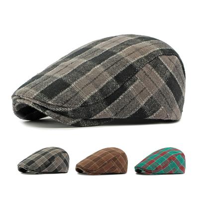 Women's Plaid Beret British Vintage Forward Cap Men's Peaked Cap Paintsman's Cap