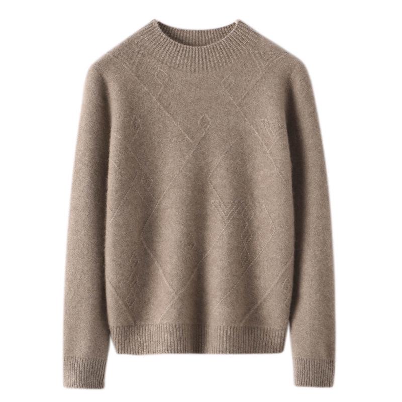 Diamond Cashmere Half-Zip Sweater - Autumn/Winter Collection, Multiple Colors, Women's Pure Knit Style