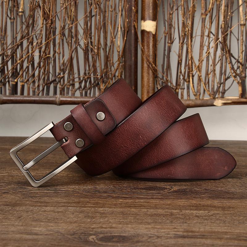 

Мужской ремень из натуральной кожи шириной 3,8 см в корейском стиле, вымытый, в стиле ретро 120cm