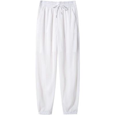 New Ice Wire Mesh Wide-leg Pants for Women In Summer Thin Sun Protection Cool Chiffon Buckle Feet Harun Casual Pants