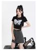 2025 Women's Gray High-Waist A-Line Miniskirt: College Style, Summer Slimming, Anti-Exposure Hip-Hugging Design