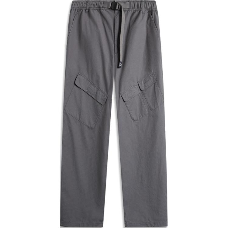 

Li Ning Sports Lifestyle Series однотонные свободные прямые спортивные брюки со средней талией мужские низы дымчато-серого цвета AKXU531-6 XXL