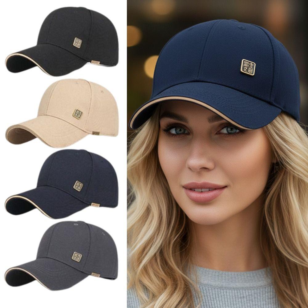 Minimalist Baseball Cap Metal Badge Streetwear Hat Casual Dad Hat For Women Men Unisex
