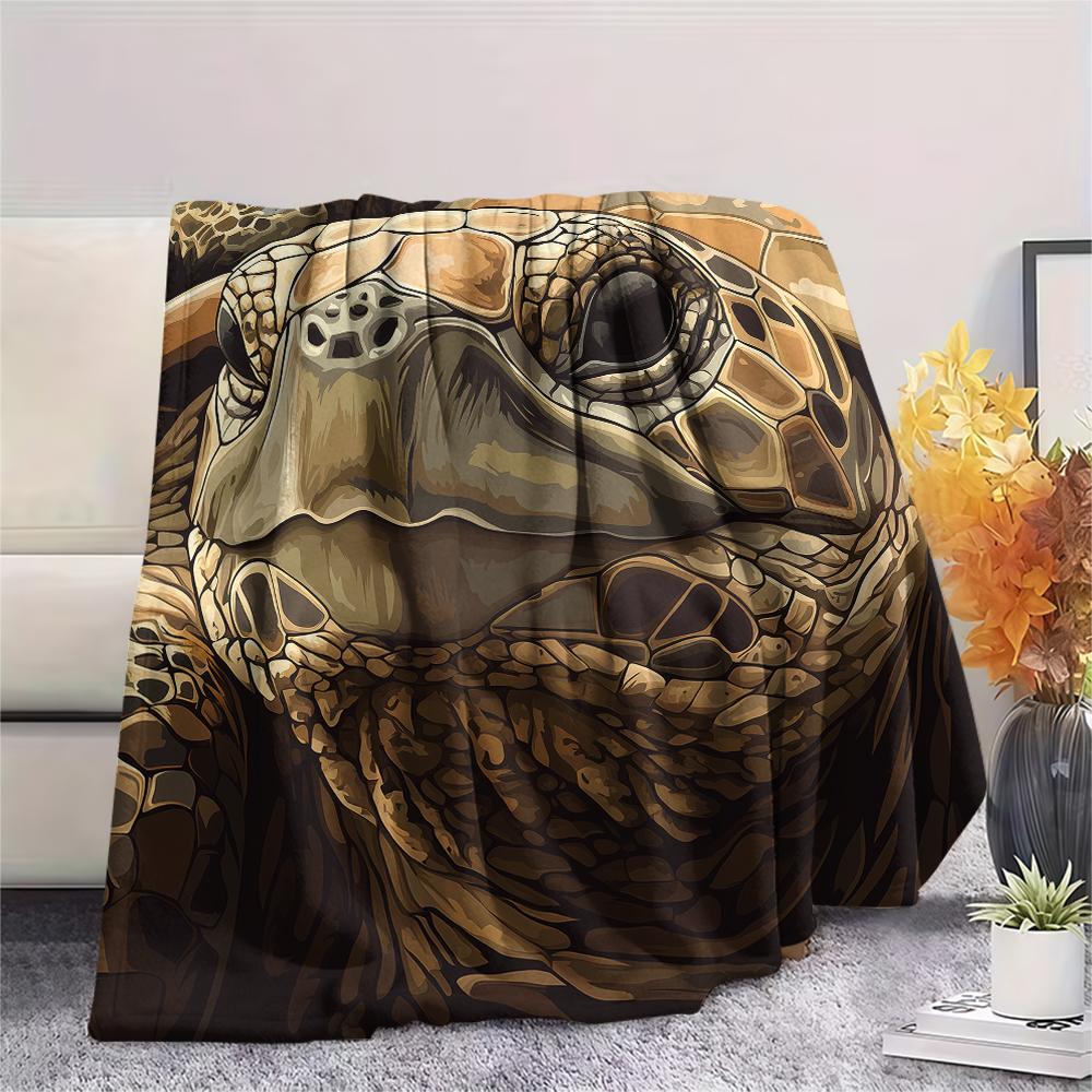 Schildkröte Nahaufnahme Muster Flanelldecke, Hohe Qualität Bequem für Alle Jahreszeiten, Heimdekoration, Wärme und Komfort, Perfekt für Geschenke.