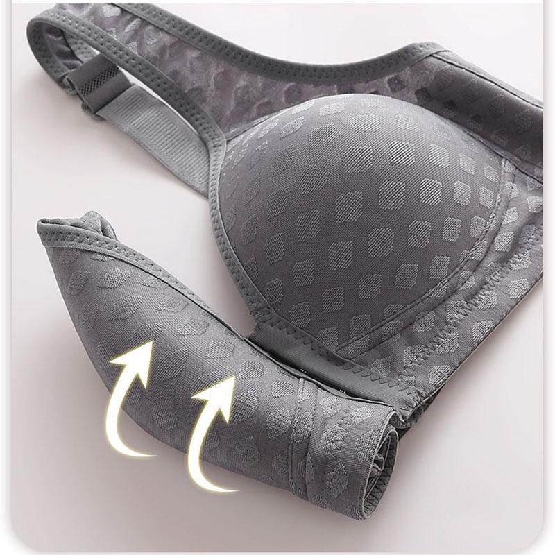 Sujetador de Botón Frontal Anticaída Recogido Sin Aros de Acero Ropa Interior Fina de Talla Grande para Mujer Hebilla de Cuatro Filas Ligero Cómodo Transpirable