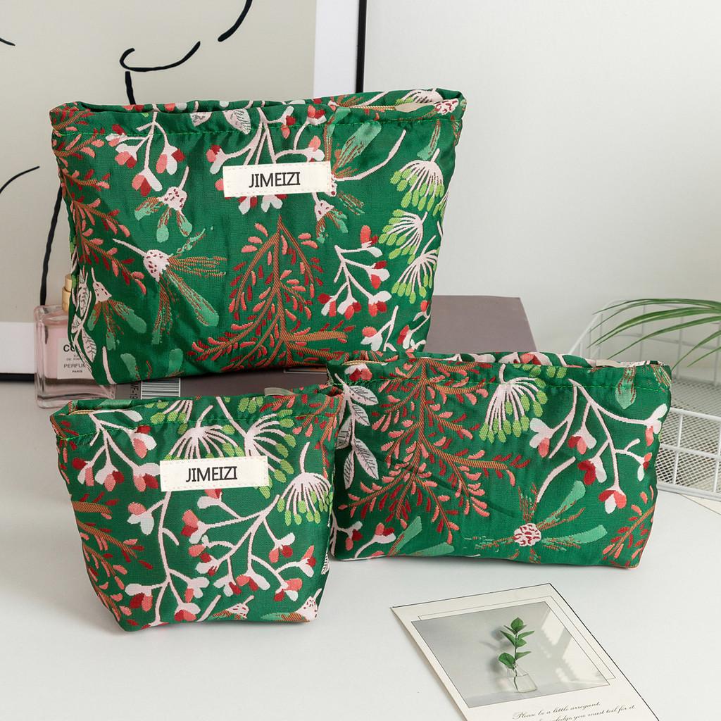 Mushroom Embroidered Makeup Bag With Zipper For Travel And Daily Use