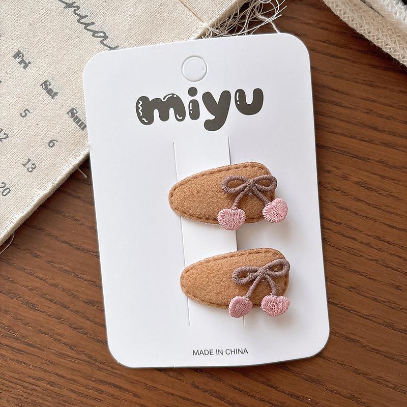 

2pcs/set New Milk Coffee Hair Clips Mini Teardrop BB Barrettes with Floral Design for Toddler Girls Cute Cartoon Kids Hairpins