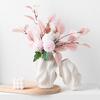 Simple And Creative Plain-Fired Ceramic Vase Lingbo Pattern Flower Insert Home Soft Decoration Handicraft Ornament