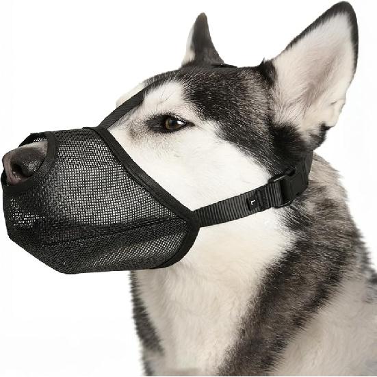 Dog Muzzle, Soft Mesh Muzzles for Small Medium Large Dogs, Breathable Adjustable Puppy Muzzles for Grooming Biting Chewing Scavenging, Allows