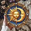 Vintage Sun Moon Metal Wall Art Golden Blue Home Decor Gift