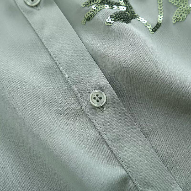 2025 Fall Women's Long Sleeve Loose Embroidered Shirt