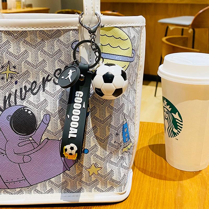 Creative Acrylic Football Pendant Cartoon Backpack Keychain - 6 Colors, Perfect Couple Gift